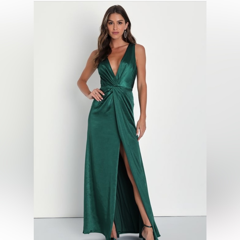 lulus emerald satin dress